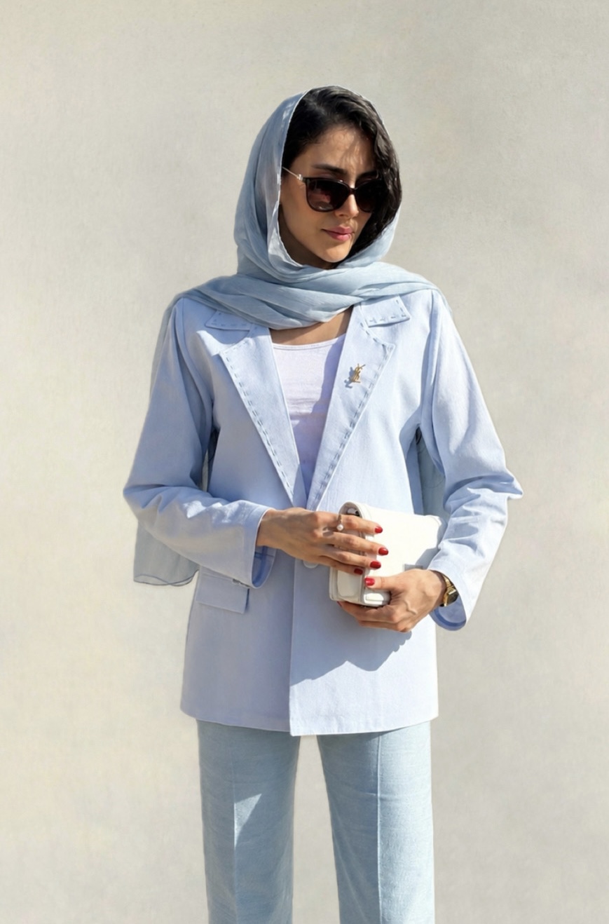 کت مجلسی لینن زنانه blue