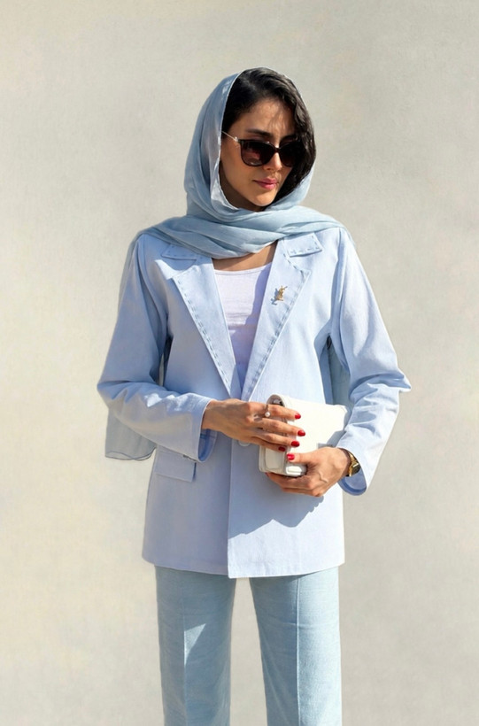 کت مجلسی لینن زنانه blue
