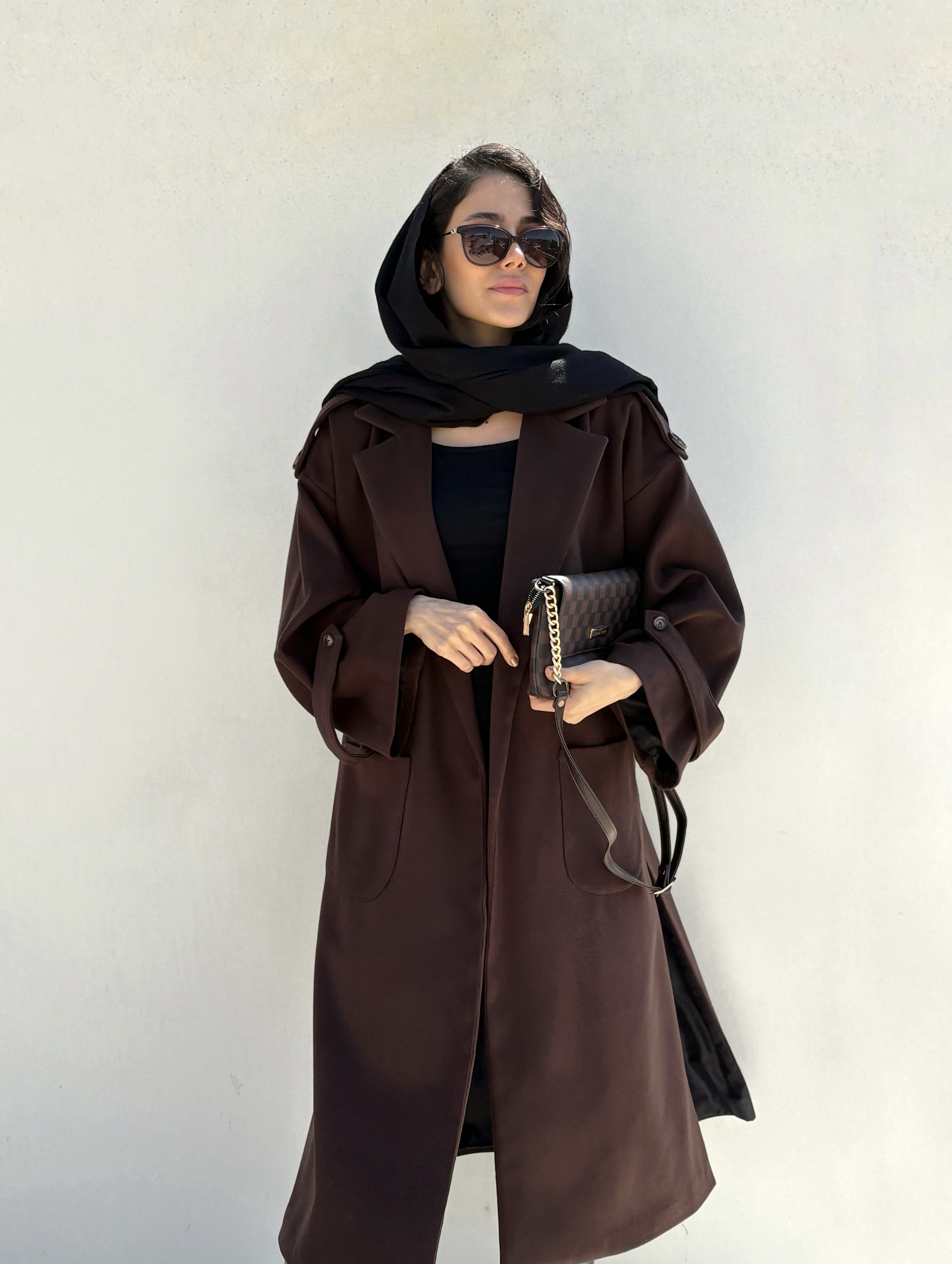 پالتو بلند فوتر کنار چاک brown