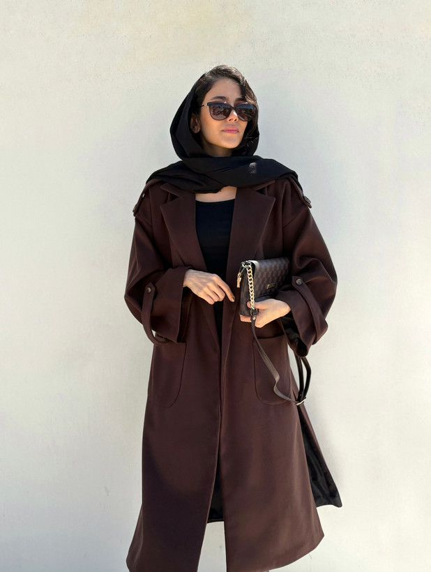 پالتو بلند فوتر کنار چاک brown