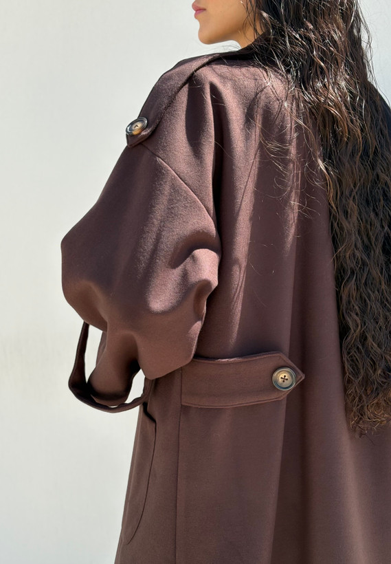پالتو بلند فوتر کنار چاک brown