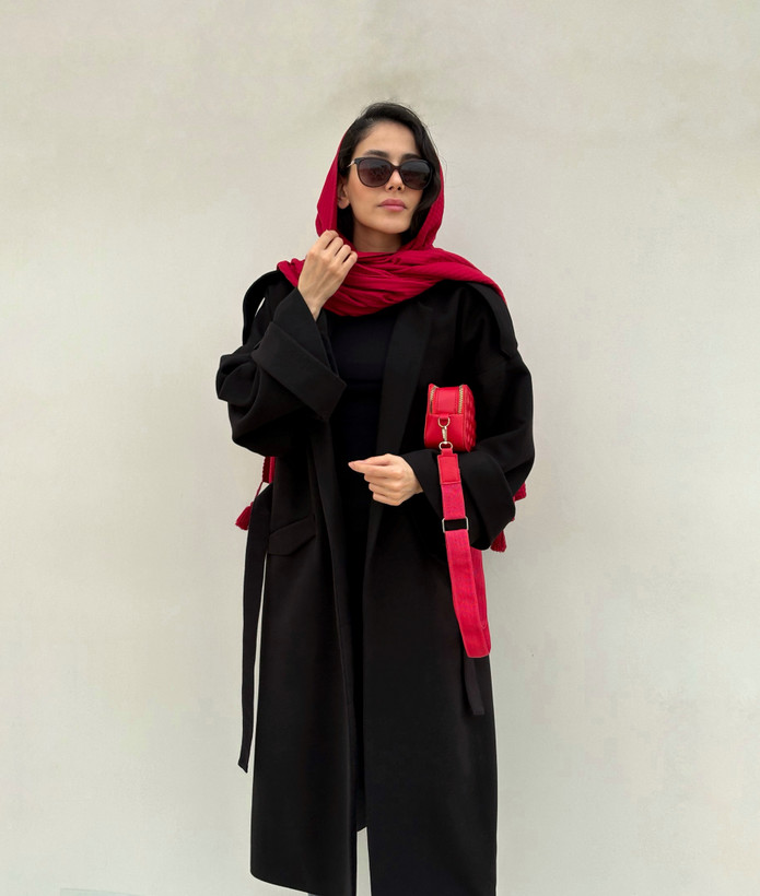 پالتو بلند با کمربند black