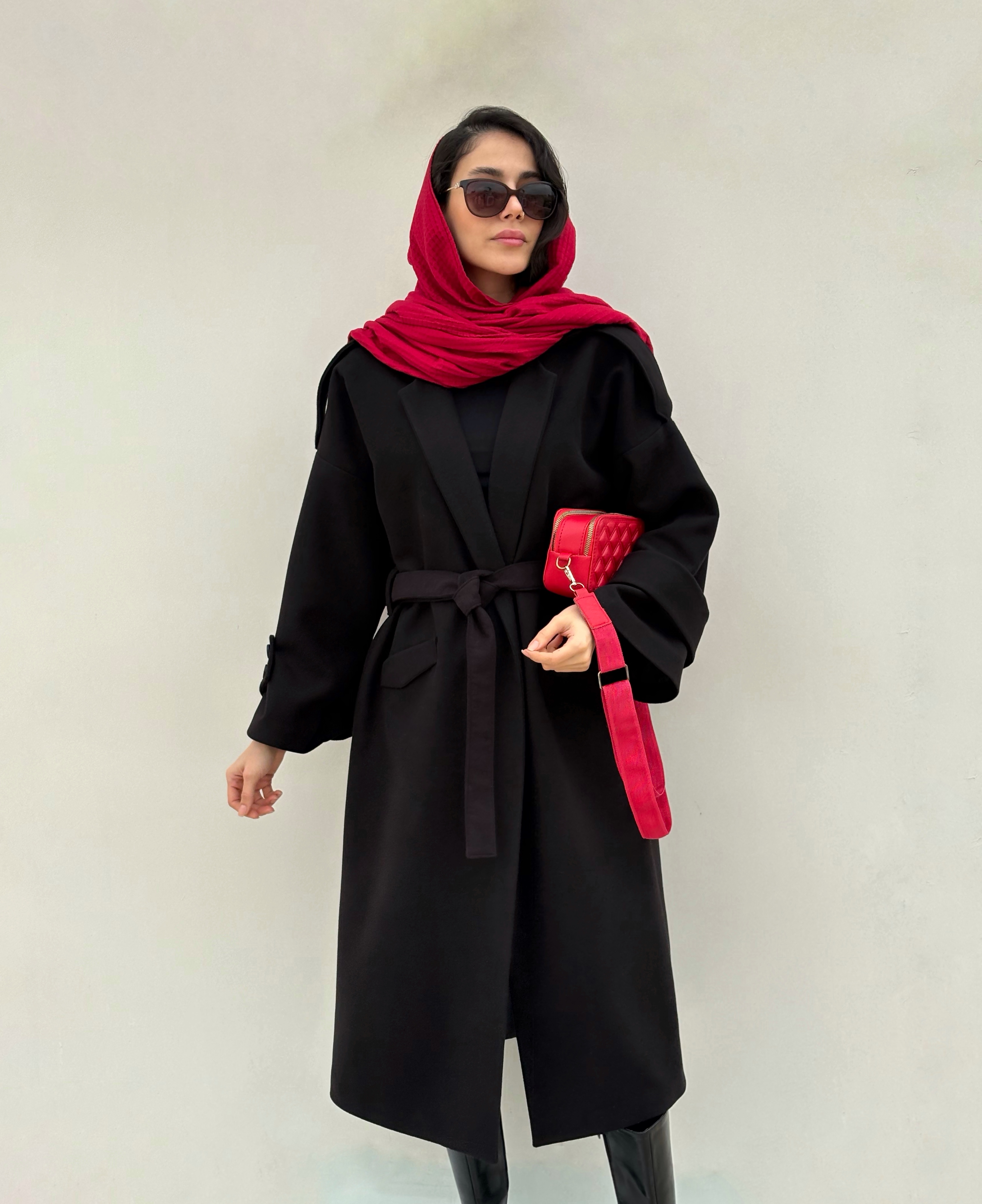 پالتو بلند با کمربند black